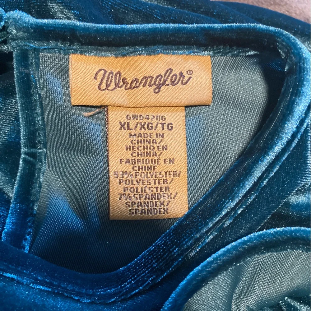 Wrangler brand, kids size XL, new with tags, green, velvety feeling dress